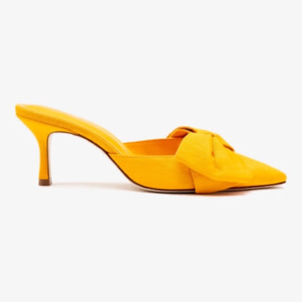 LARROUDÉ Mini Elle Pointed Toe Mid-Heel Pumps - Mango